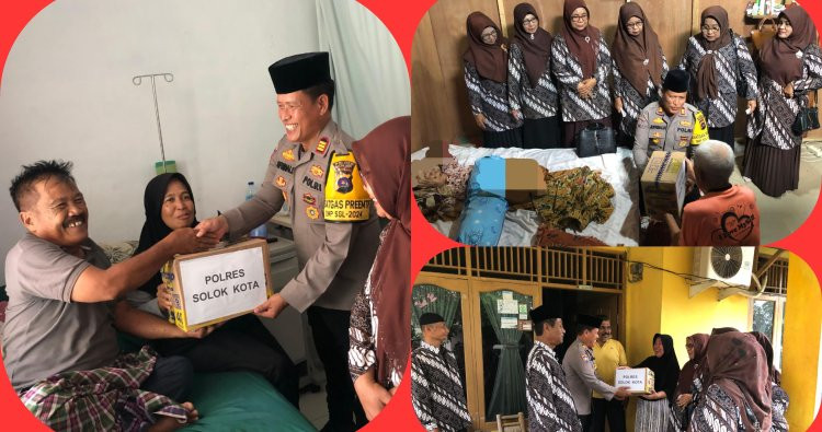 SatBinmas Polres Solok Kota Bersama PP POLRI Serahkan Bansos