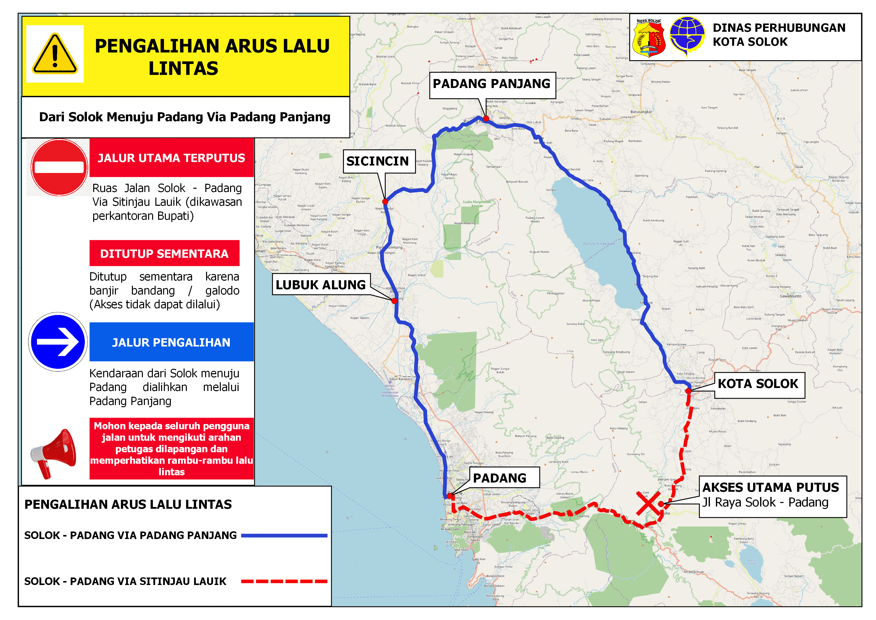 Jalur Solok–Padang Dialihkan via Padang Panjang akibat Banjir Bandang Arosuka