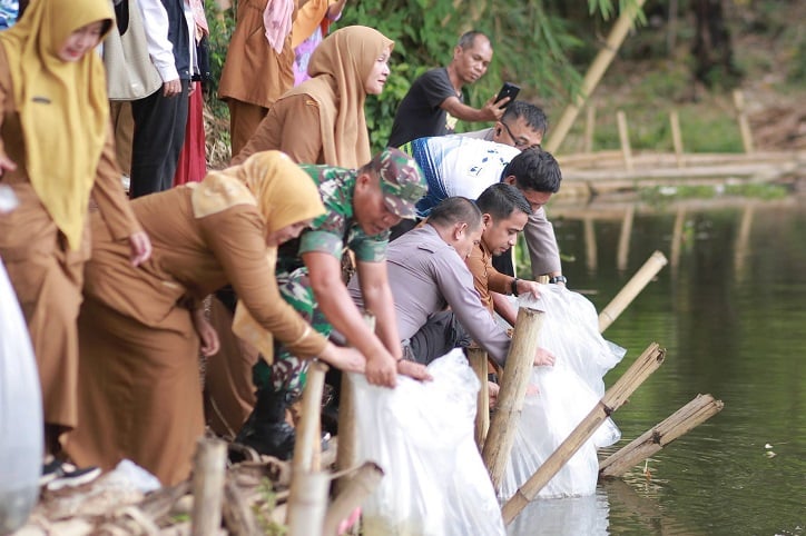 Wali Kota Solok Lepas Benih Ikan untuk Jaga Kelestarian Perairan Umum